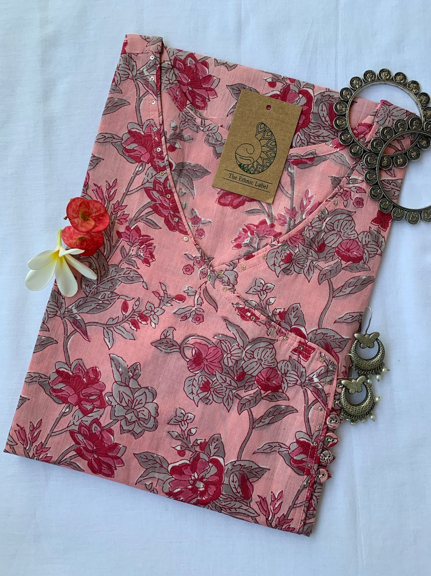 Pink Bagiyaan Angrakha Cotton Kurta