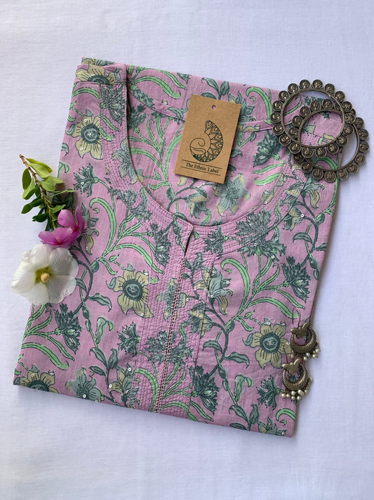 Pastel Purple Jaal Cotton Kurta