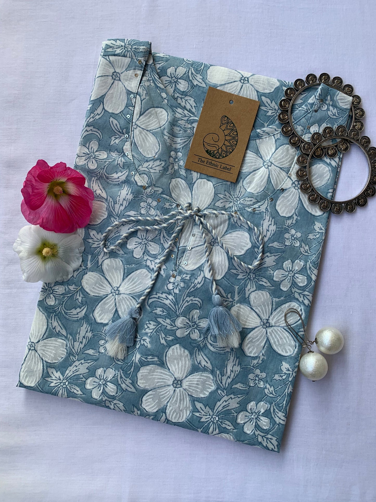 Grey "Lilly" Tassel Cotton Kurta