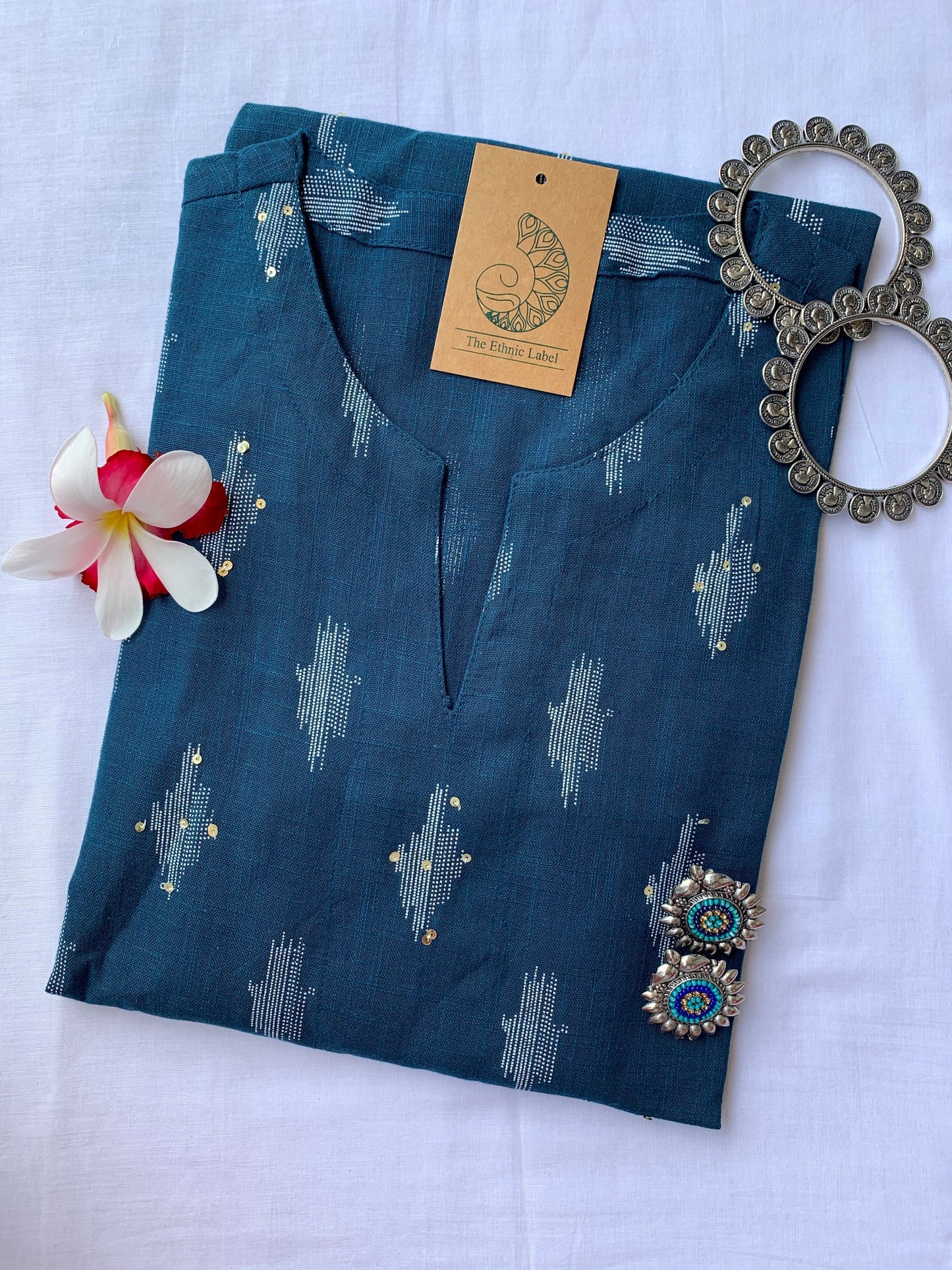 Blue Handcrafted Ikat Cotton Kurta