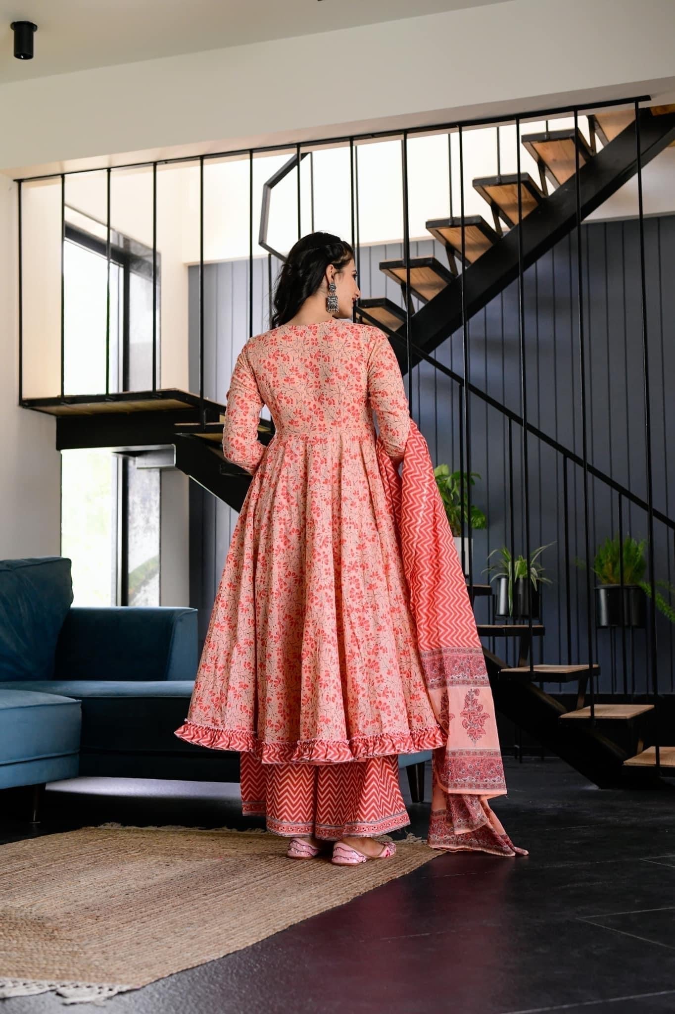 vrinda pink cotton suit set