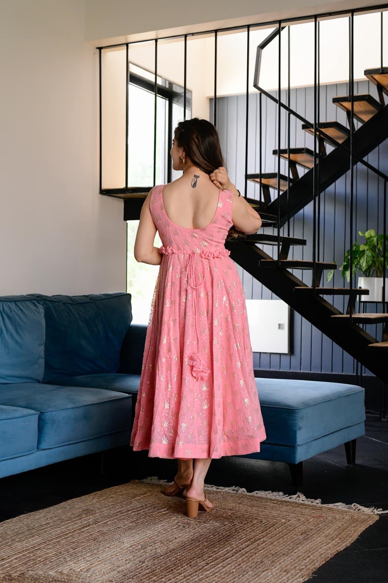 tarifa georgette embroidered dress