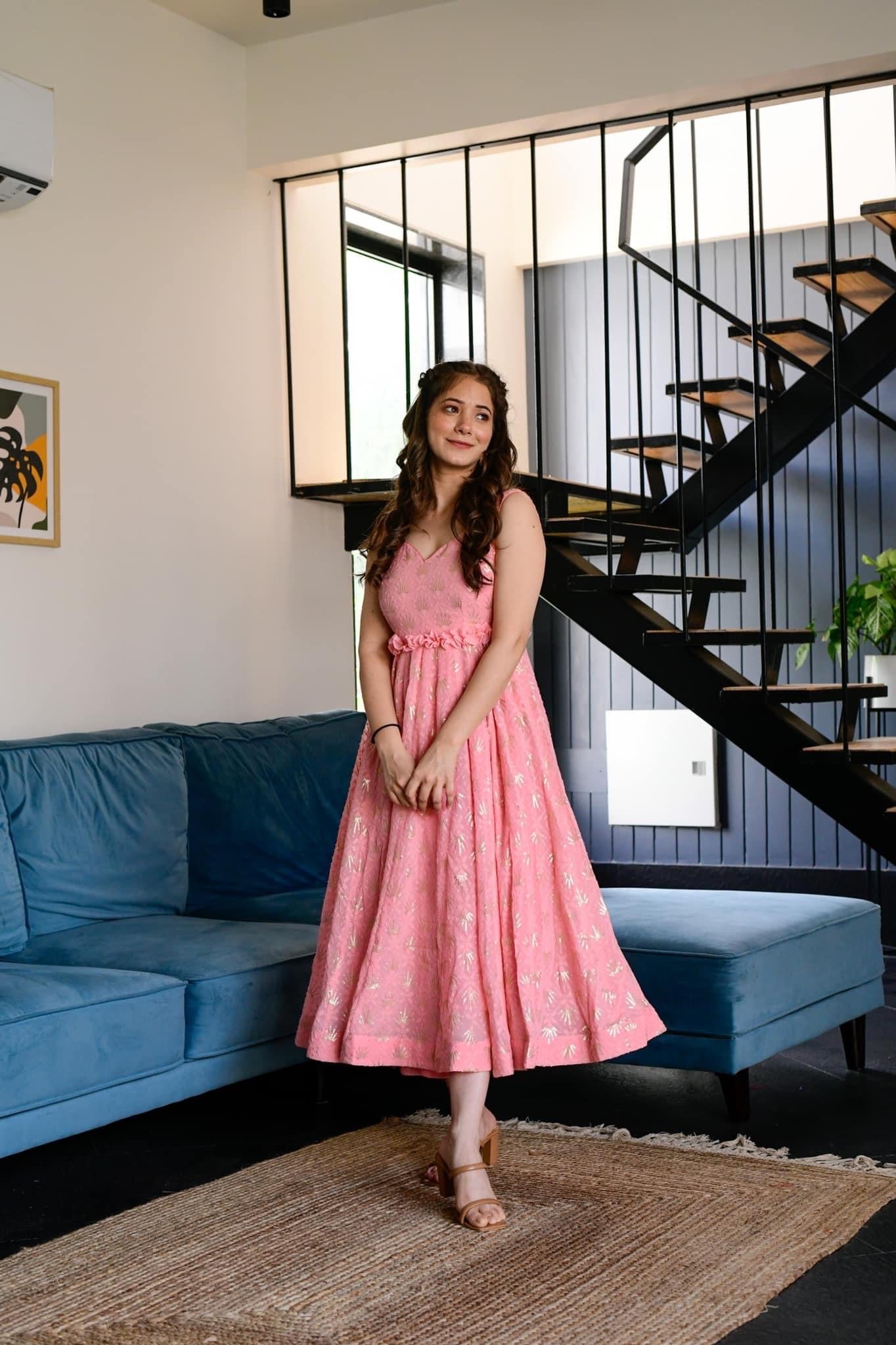 tarifa georgette embroidered dress