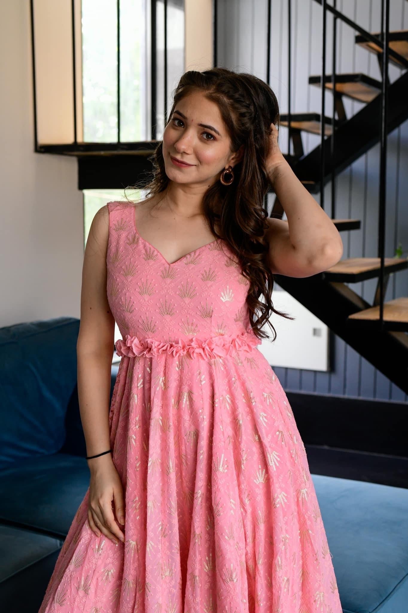 tarifa georgette embroidered dress