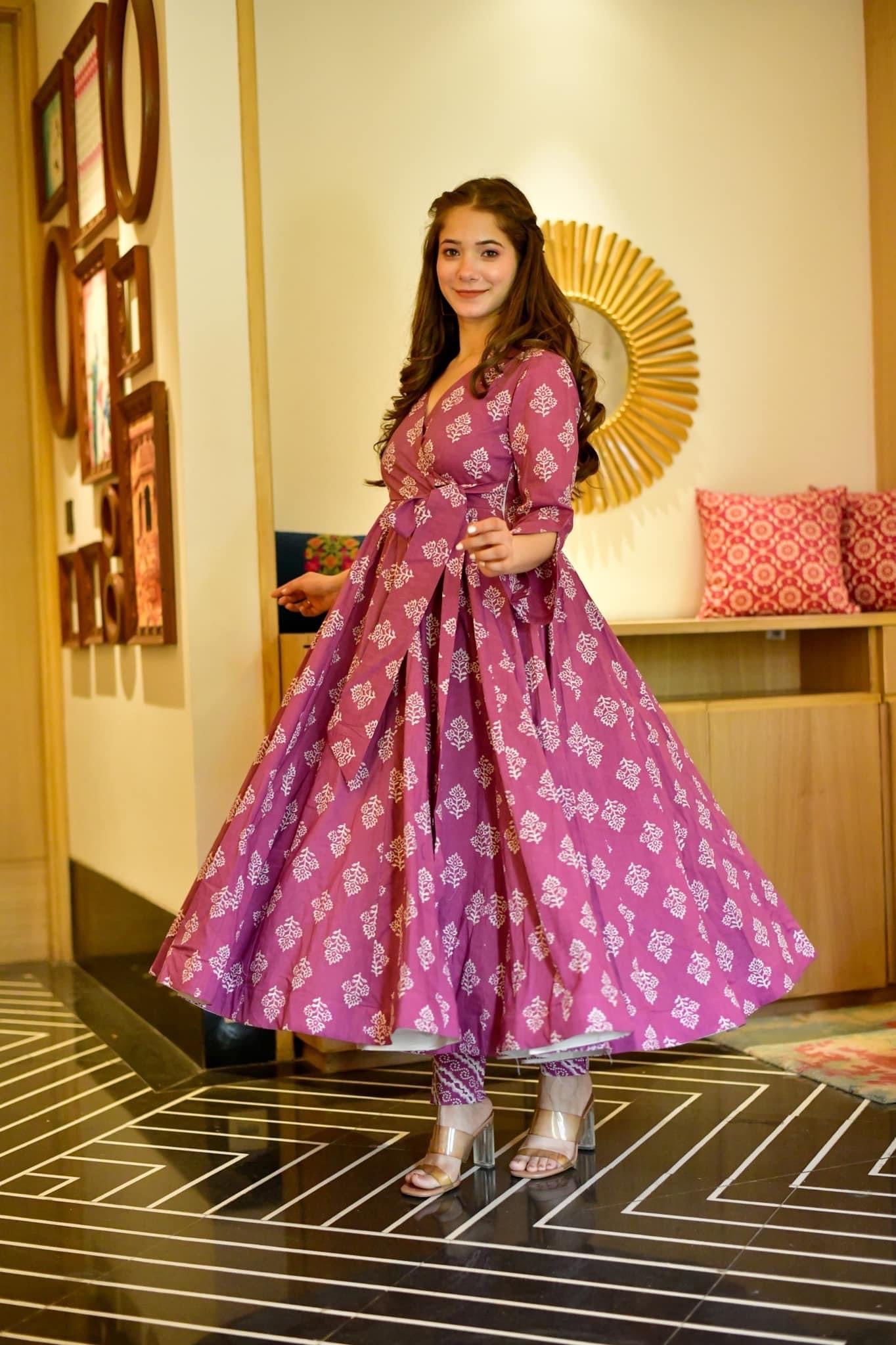 maahi purple cotton suit set