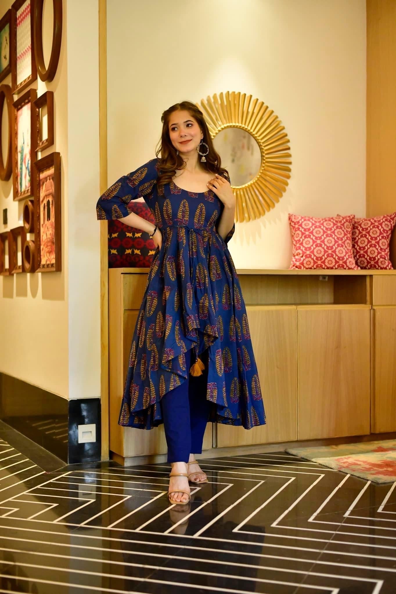 shruti blue cotton kurta set