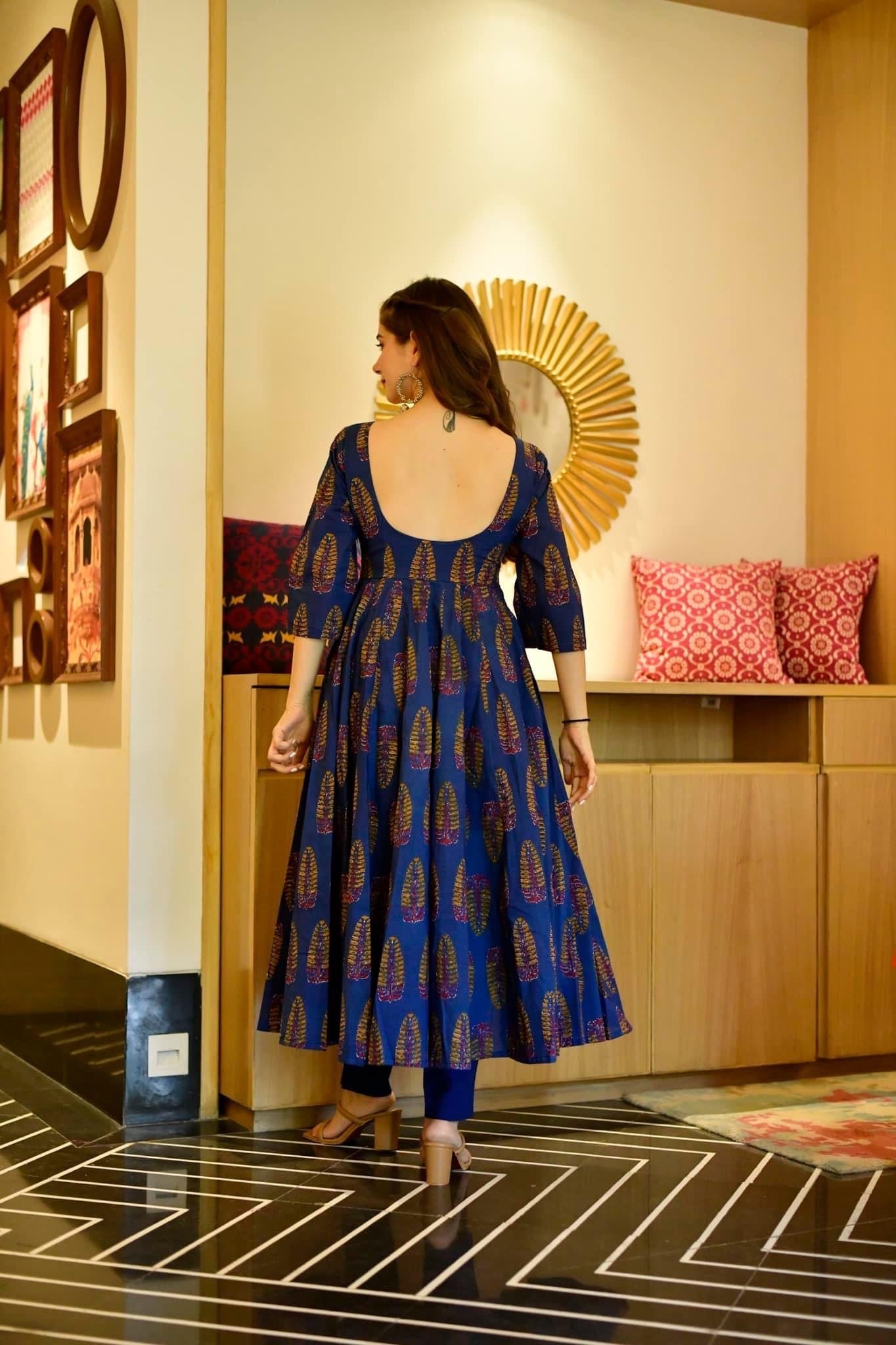 shruti blue cotton kurta set