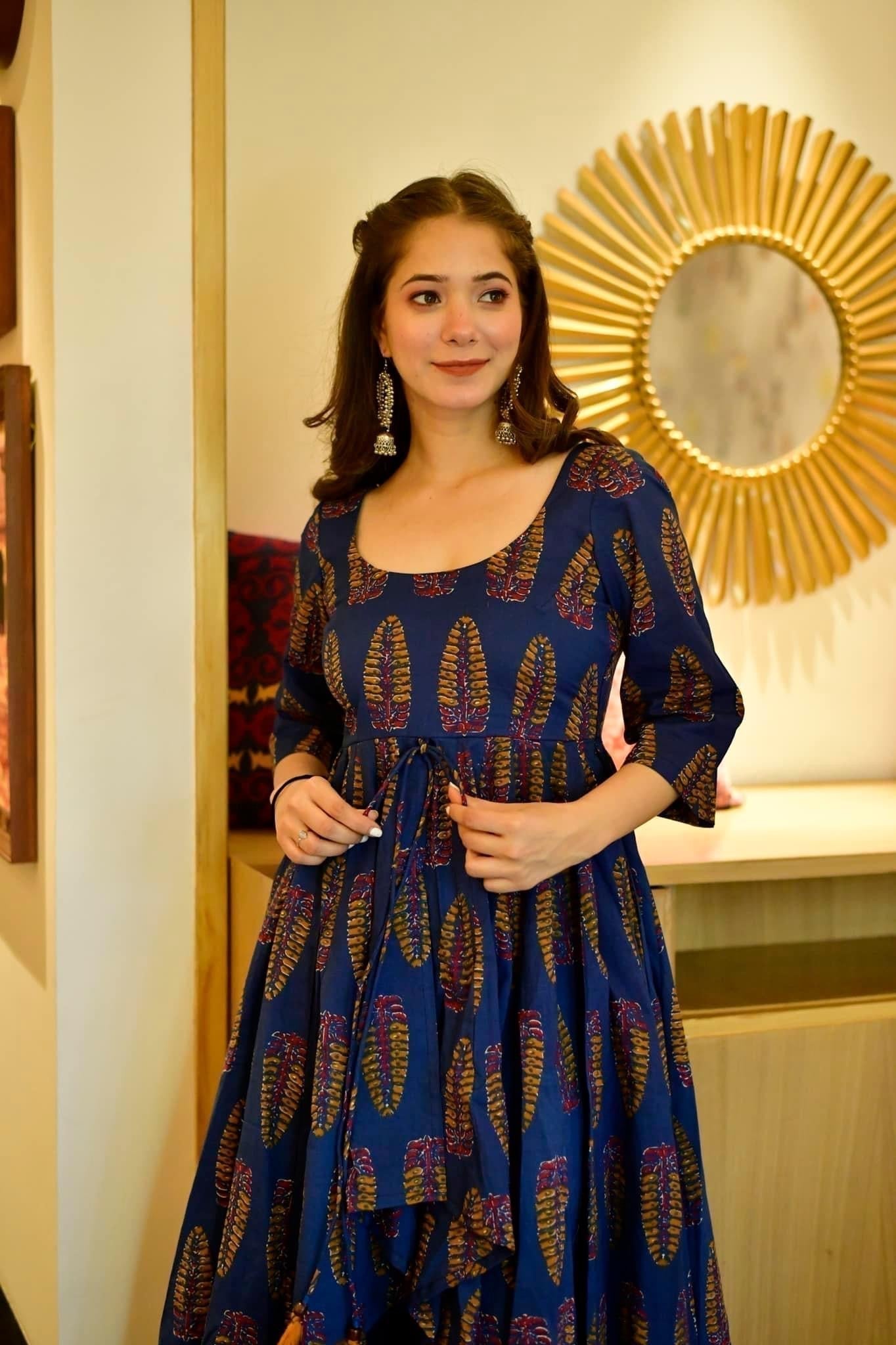 shruti blue cotton kurta set