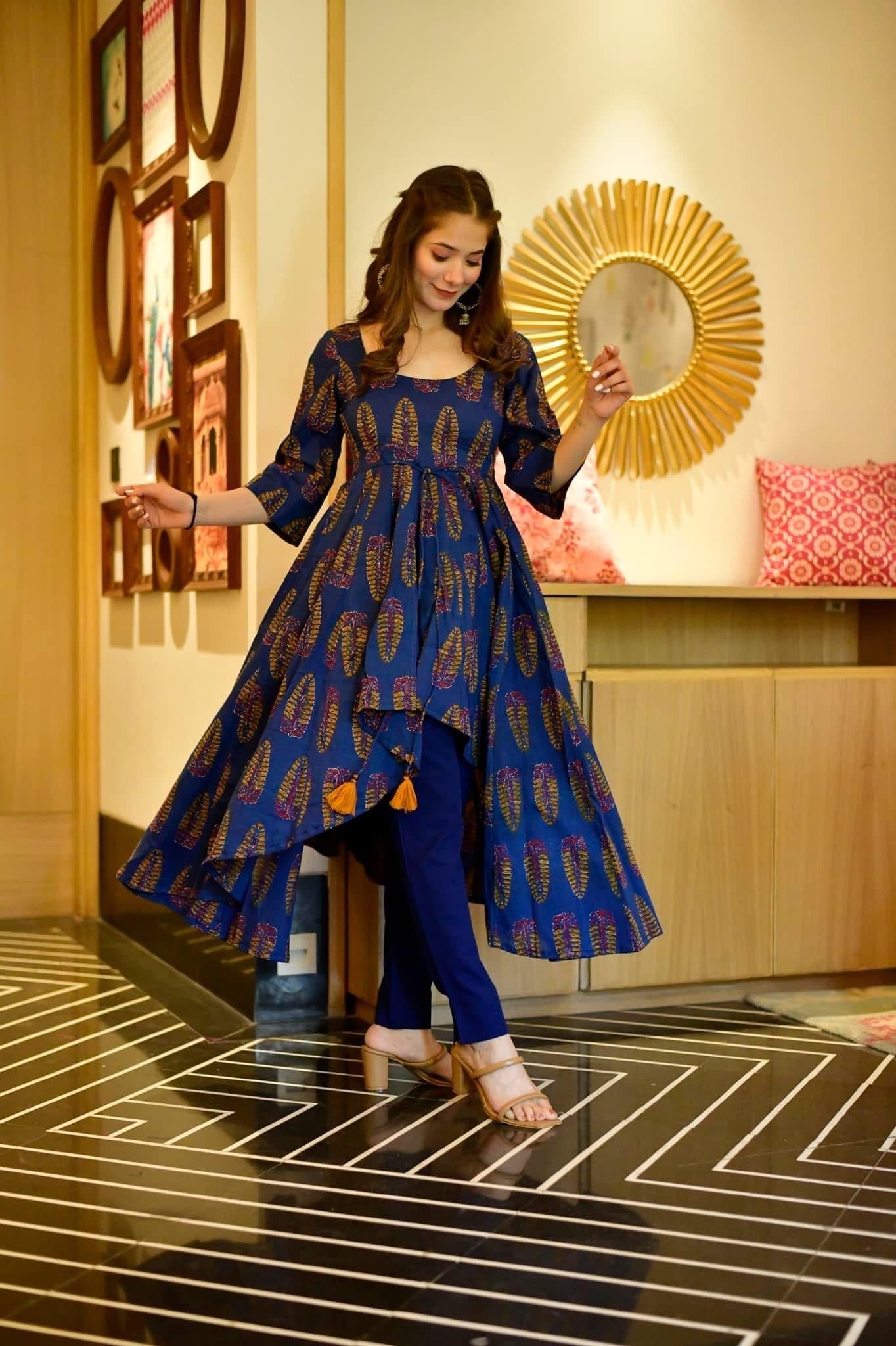 shruti blue cotton kurta set