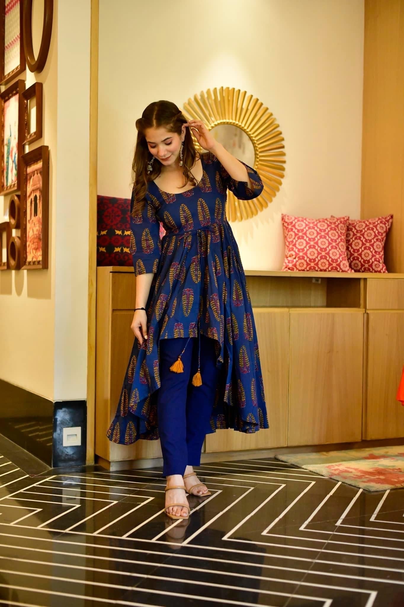 shruti blue cotton kurta set