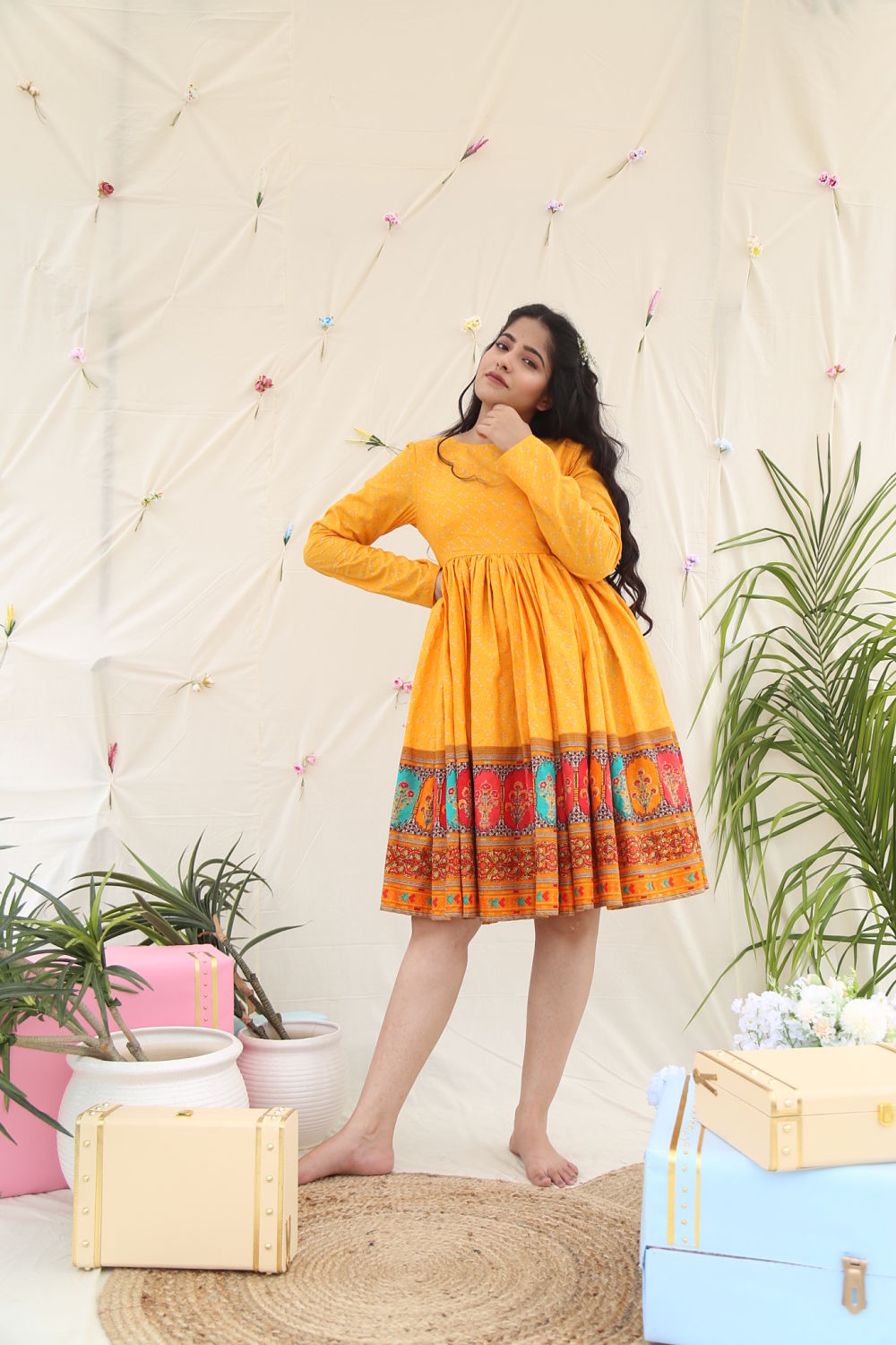 MUSTARD COTTON DRESS