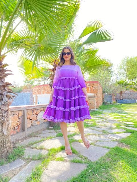 purple ombre chanderi dress