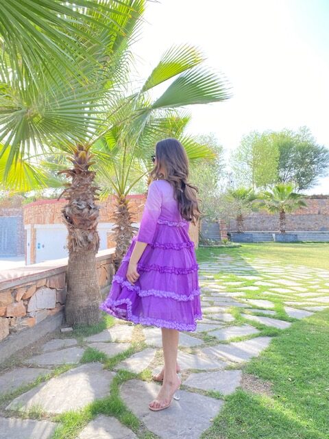 purple ombre chanderi dress