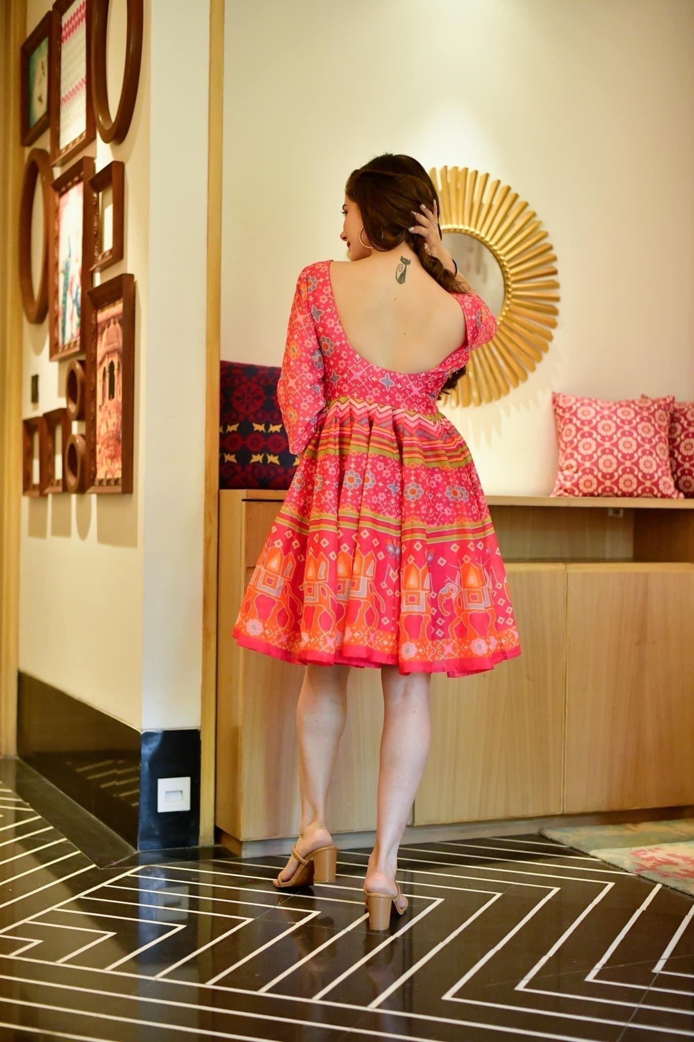 delicate pink chanderi dress