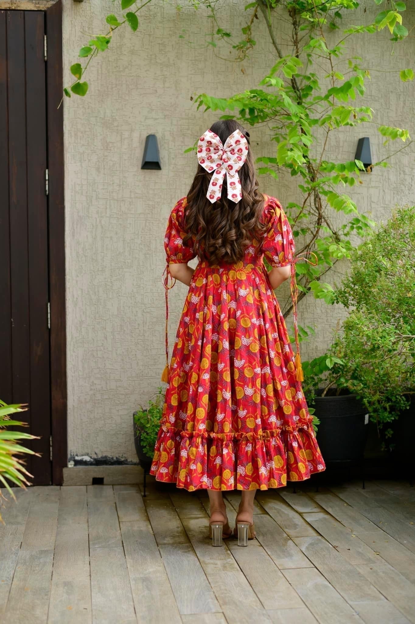 red marygold cotton dress