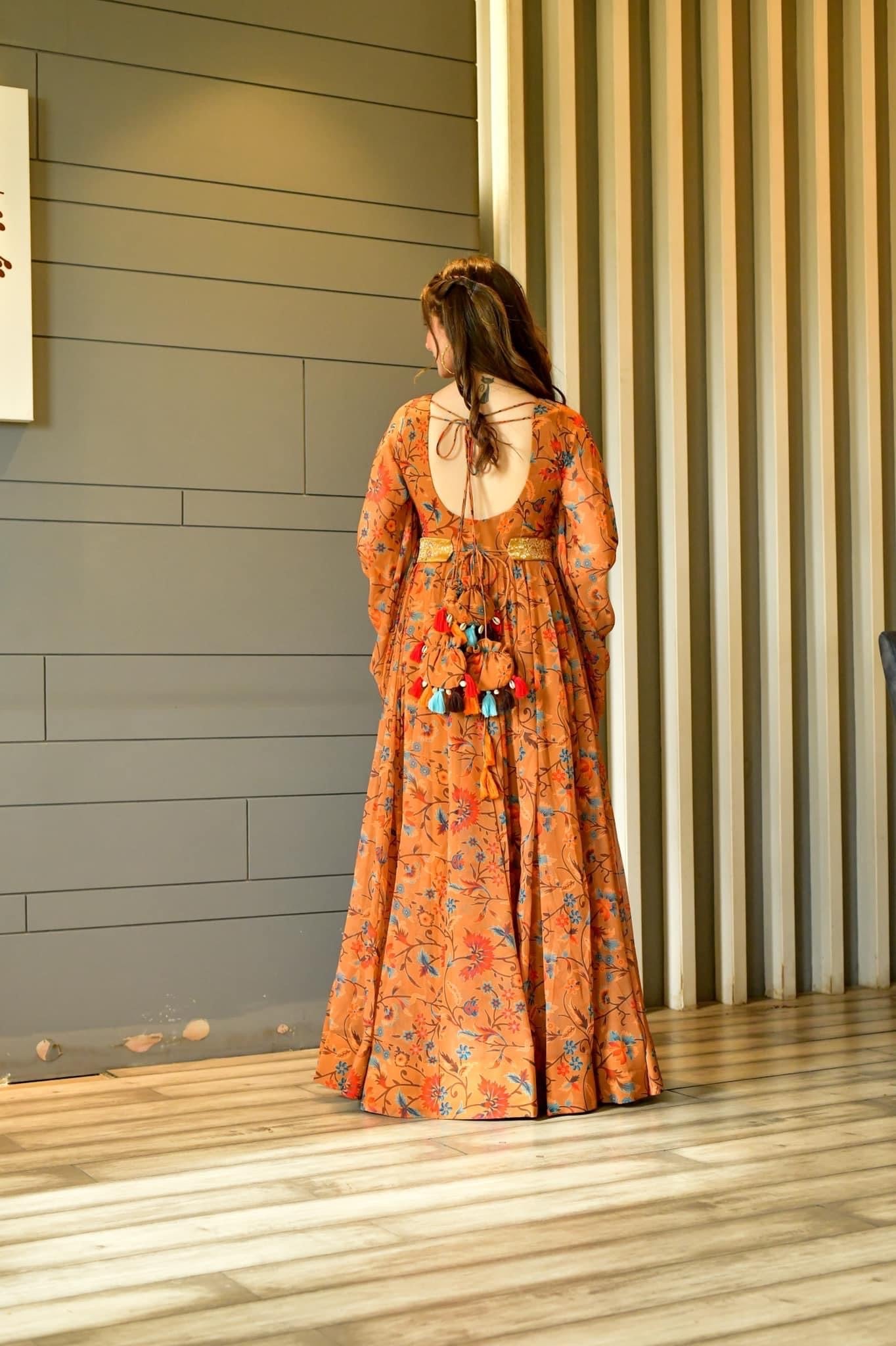 sunaina mustard georgette dress