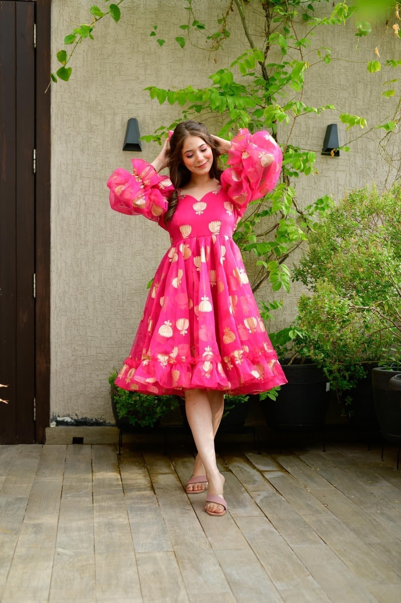 pink lotus organza dress