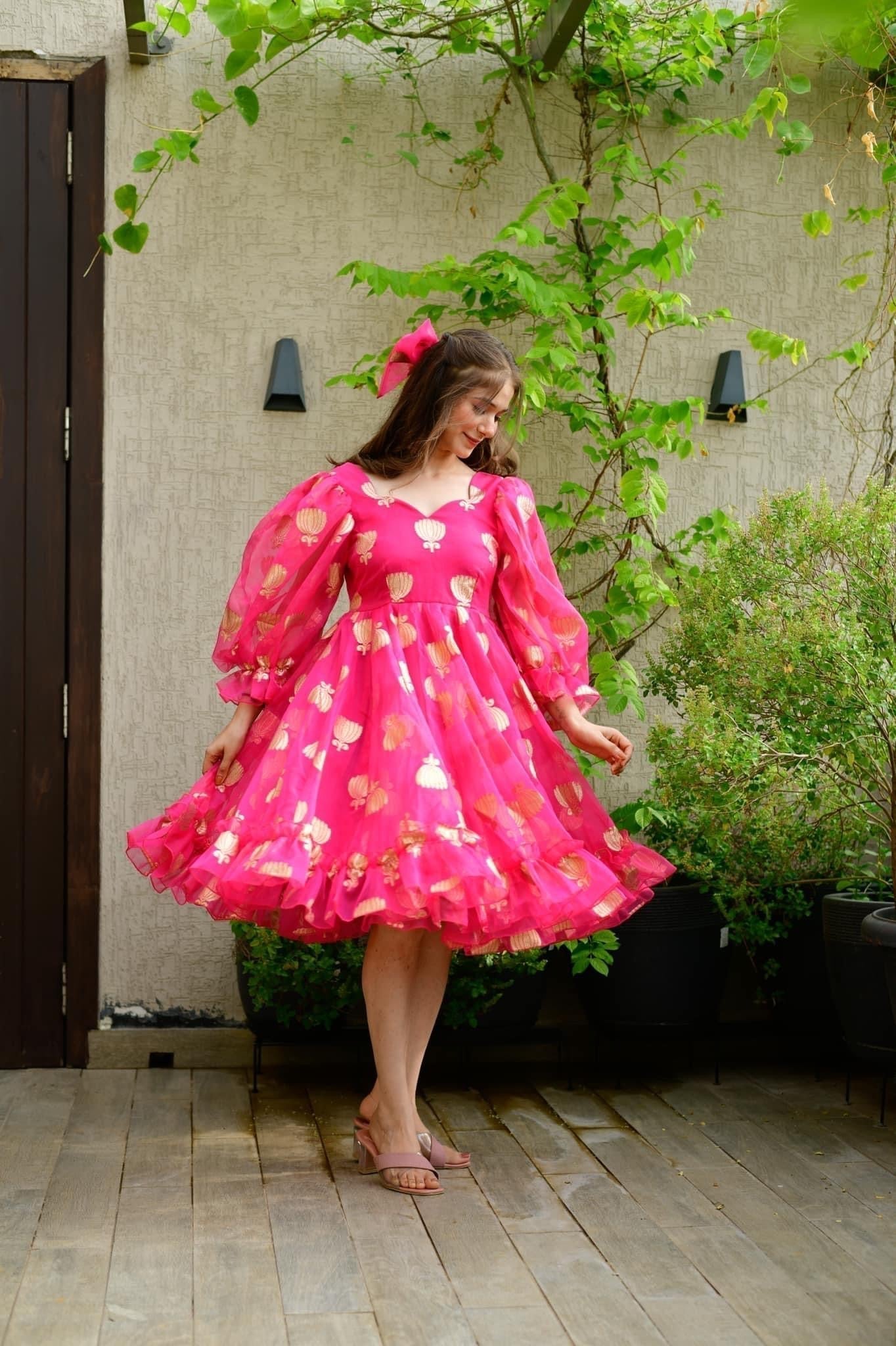 pink lotus organza dress
