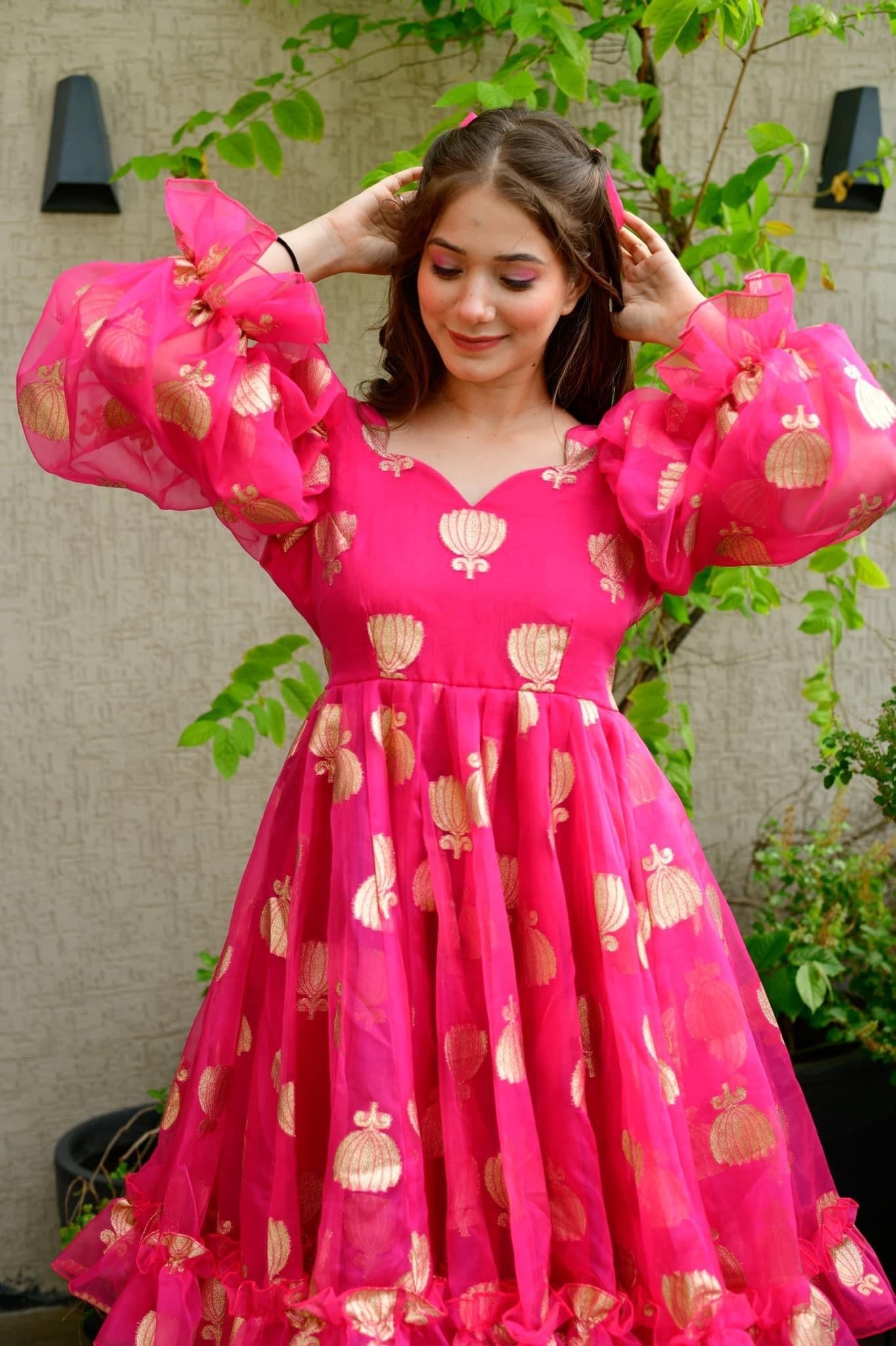 pink lotus organza dress