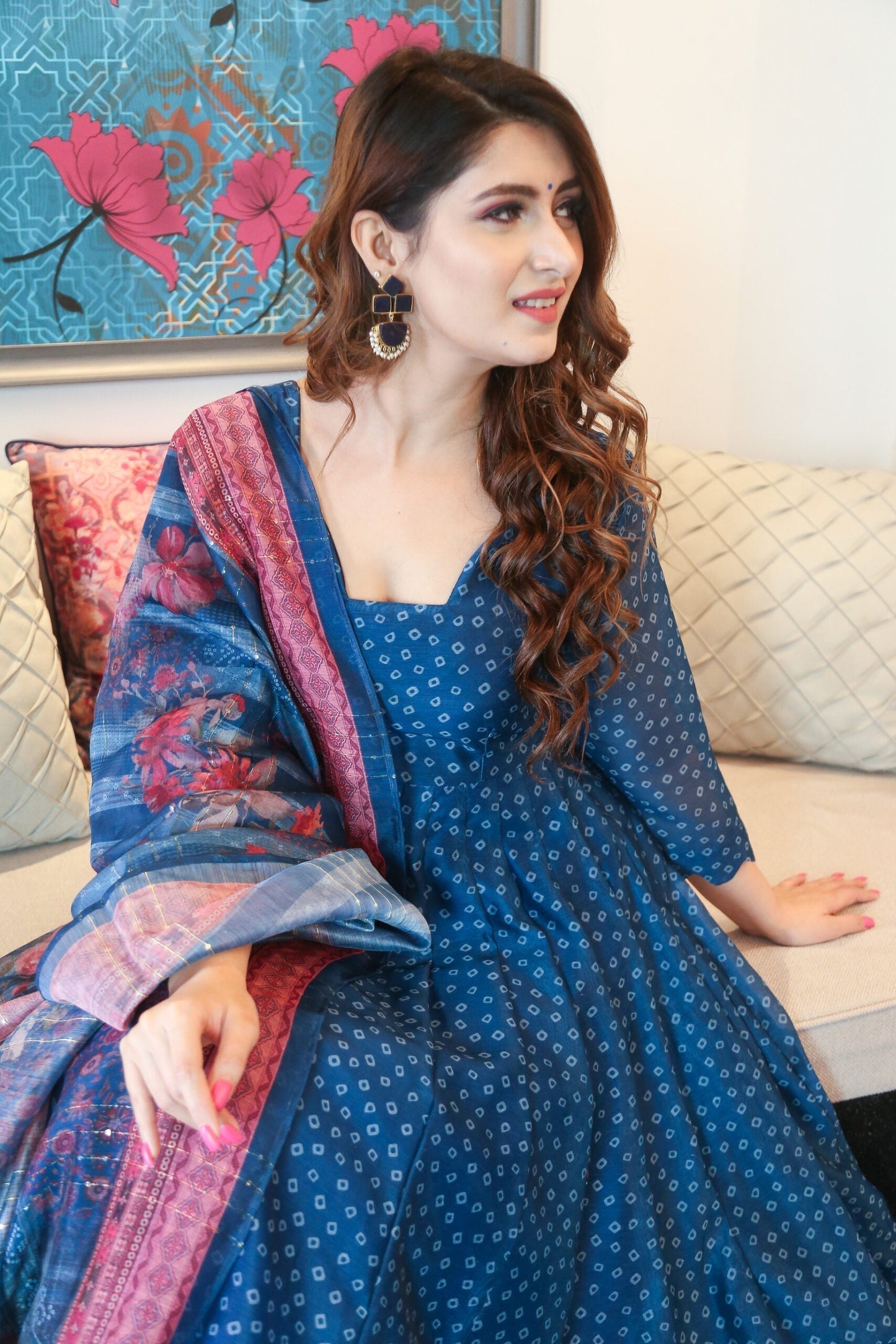 blue asmi chanderi maxi set