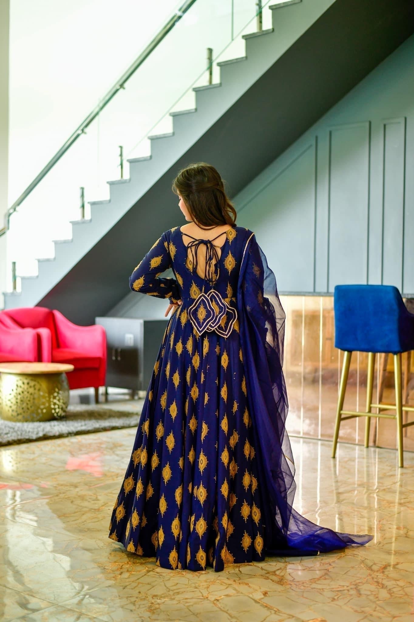 Naaz blue rayon maxi set