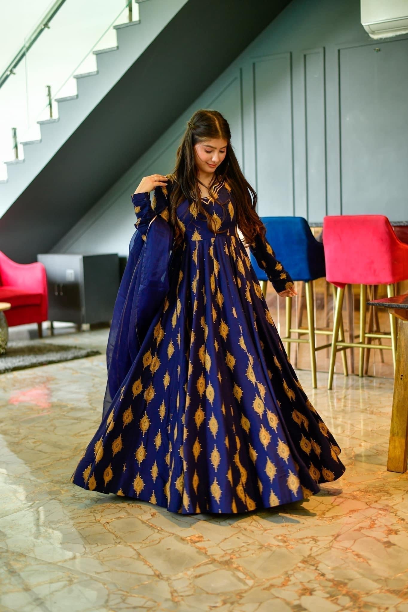 Naaz blue rayon maxi set