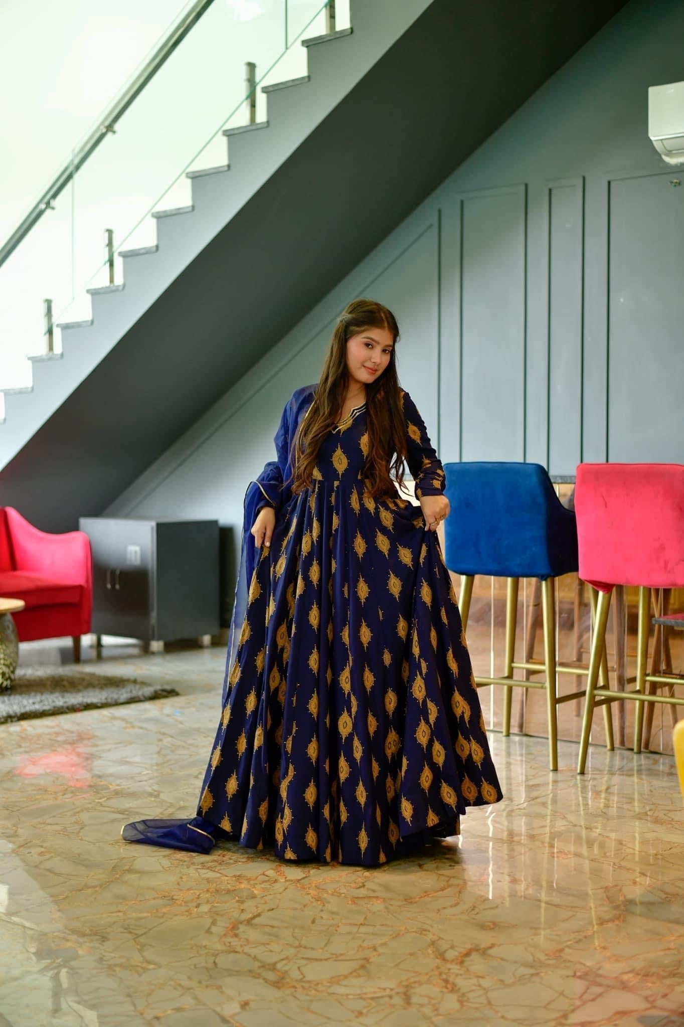 Naaz blue rayon maxi set