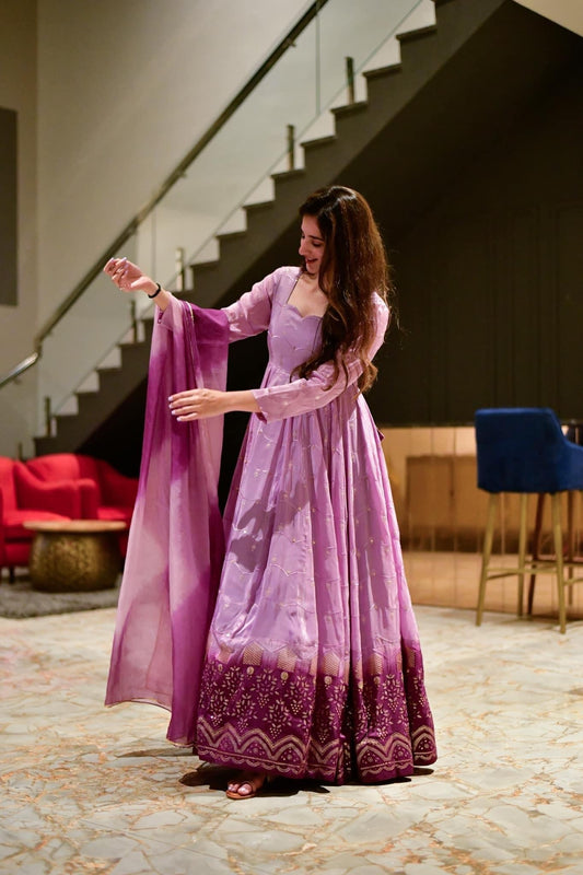 Natasha ombre silk embroidered set