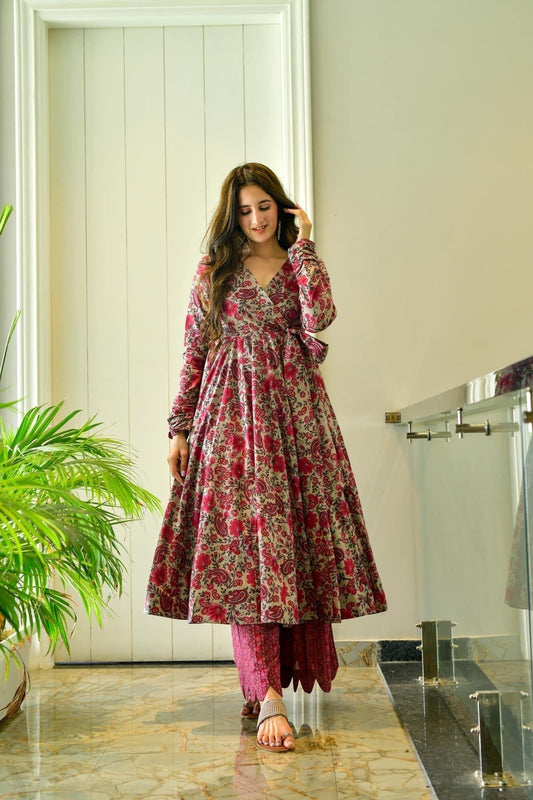 noor grey floral suit set