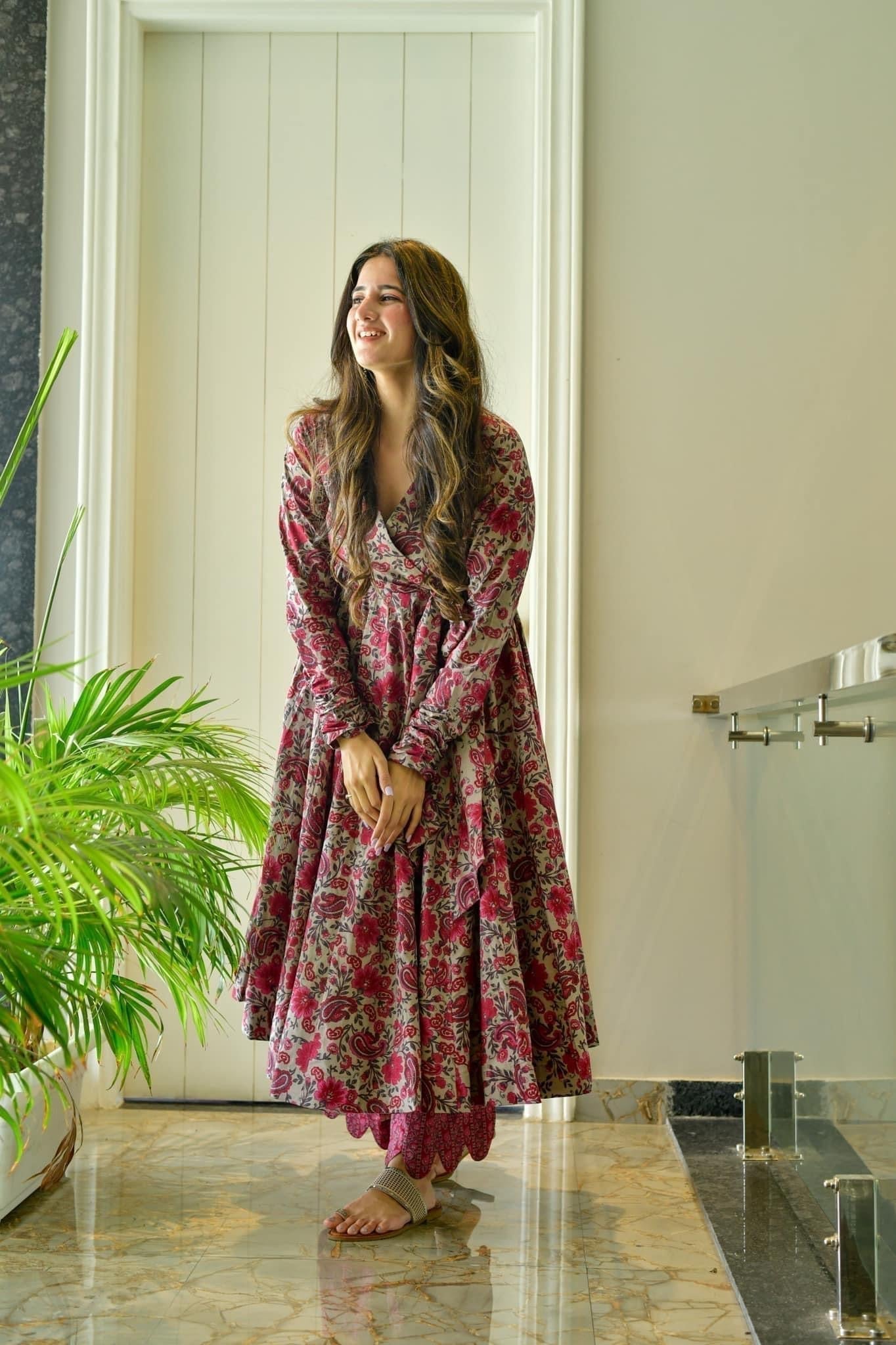 noor grey floral suit set