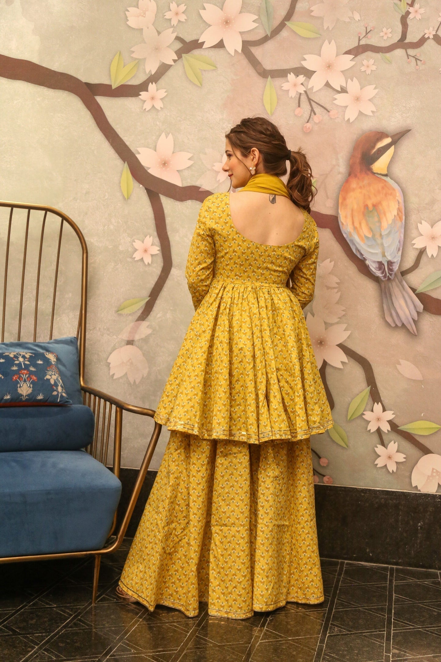 Della yellow kurta sharara set