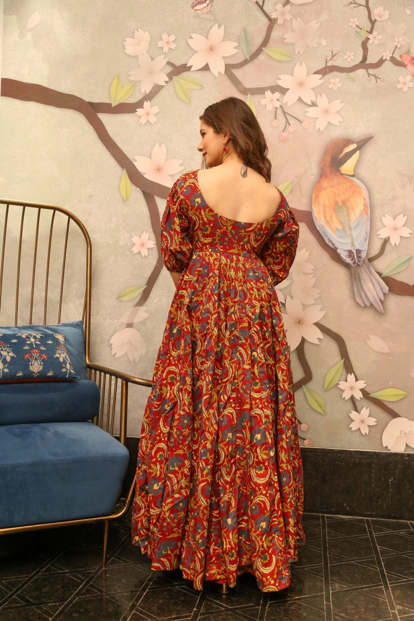 preksha maroon floral dress