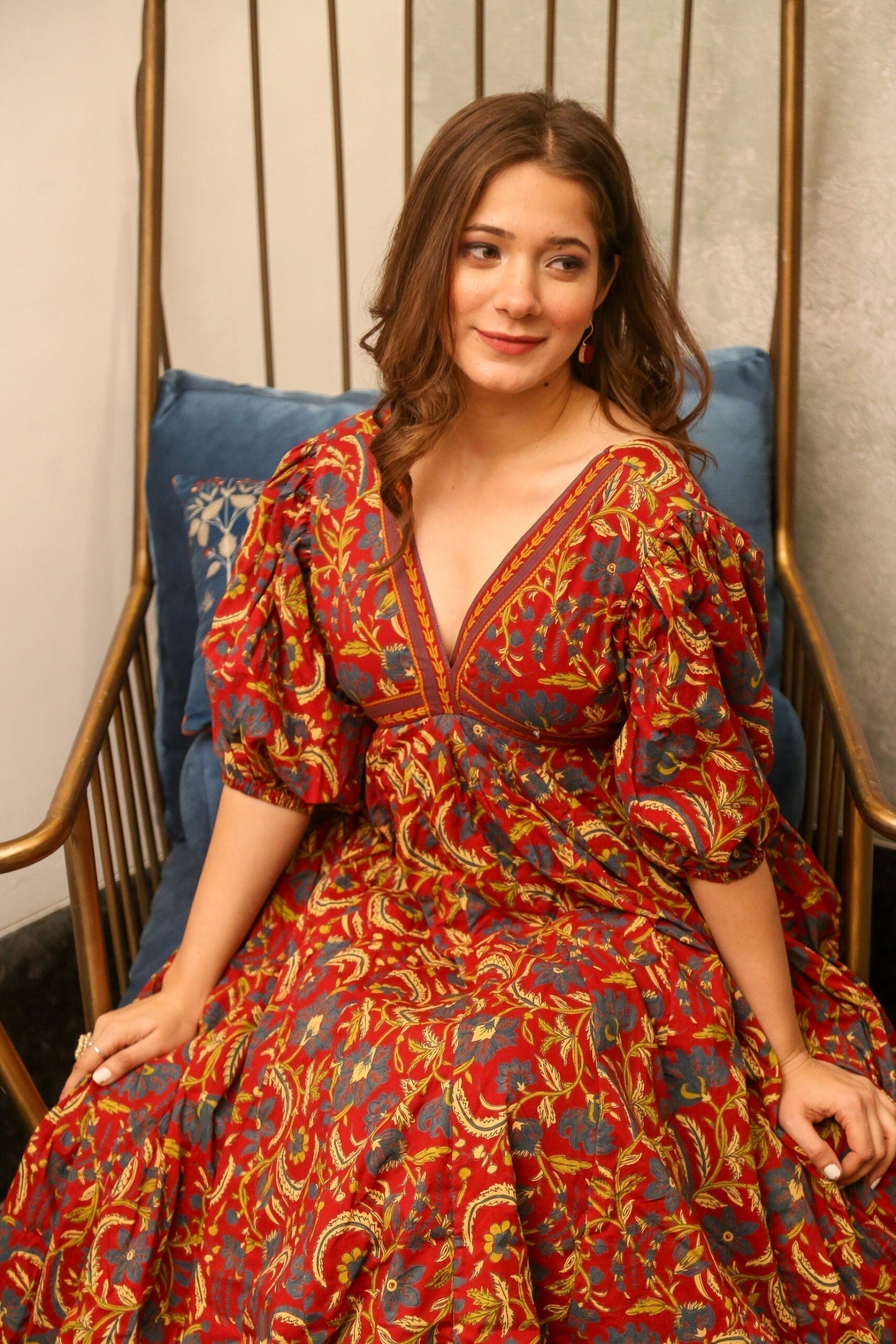 preksha maroon floral dress