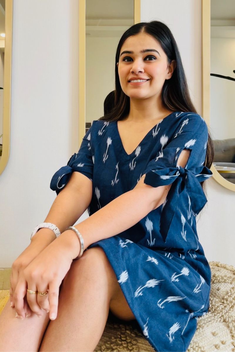 NAVY IKAT SHIFT DRESS