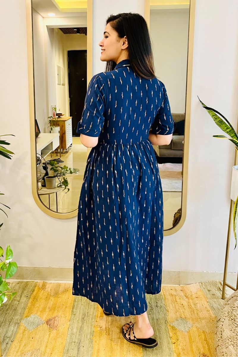 NAVY IKAT SHIRT DRESS