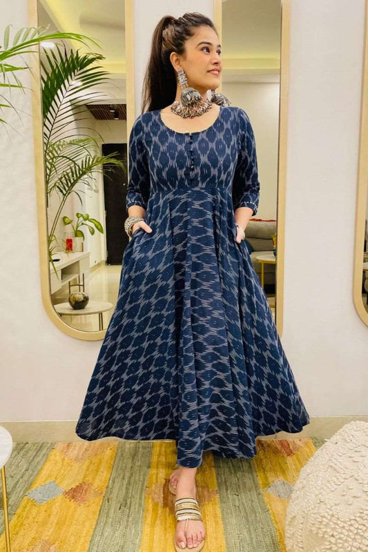 NAVY IKAT TWIRL DRESS