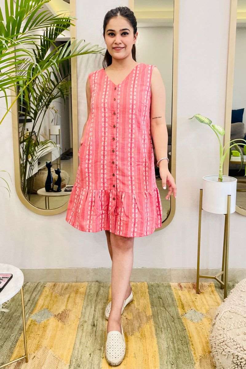 PINK EMBROIDERED SHIRT DRESS