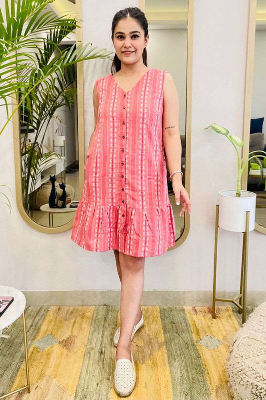 PINK EMBROIDERED SHIRT DRESS