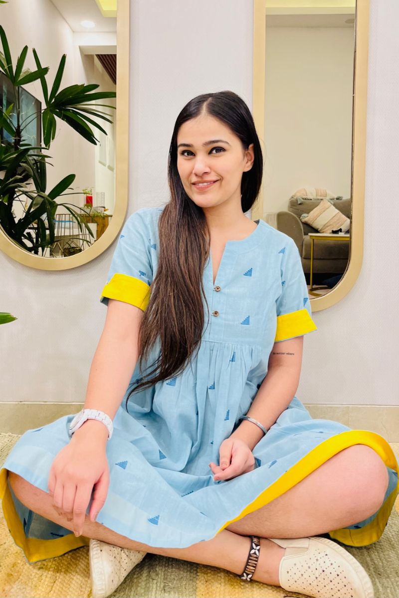 TRIBAL EMBROIDERED FLARED DRESS