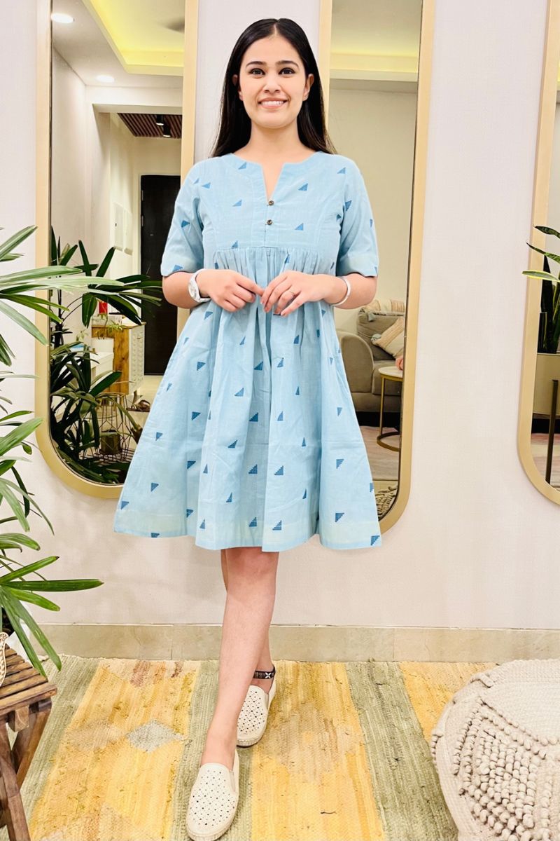 TRIBAL EMBROIDERED FLARED DRESS