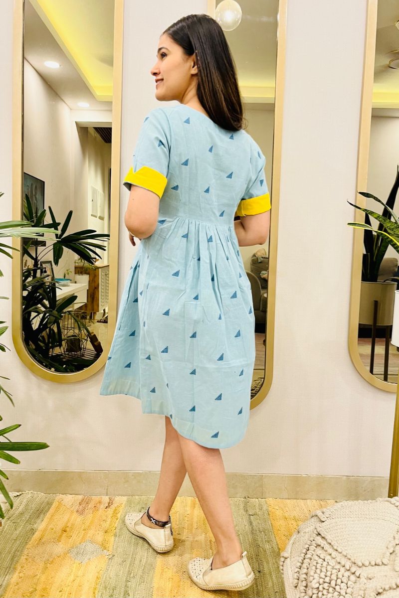 TRIBAL EMBROIDERED FLARED DRESS