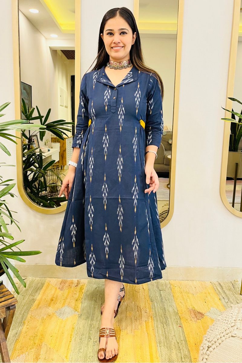 NAVY IKAT BOHO DRESS