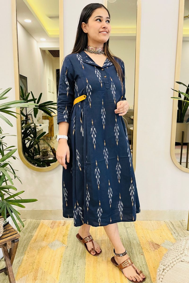 NAVY IKAT BOHO DRESS