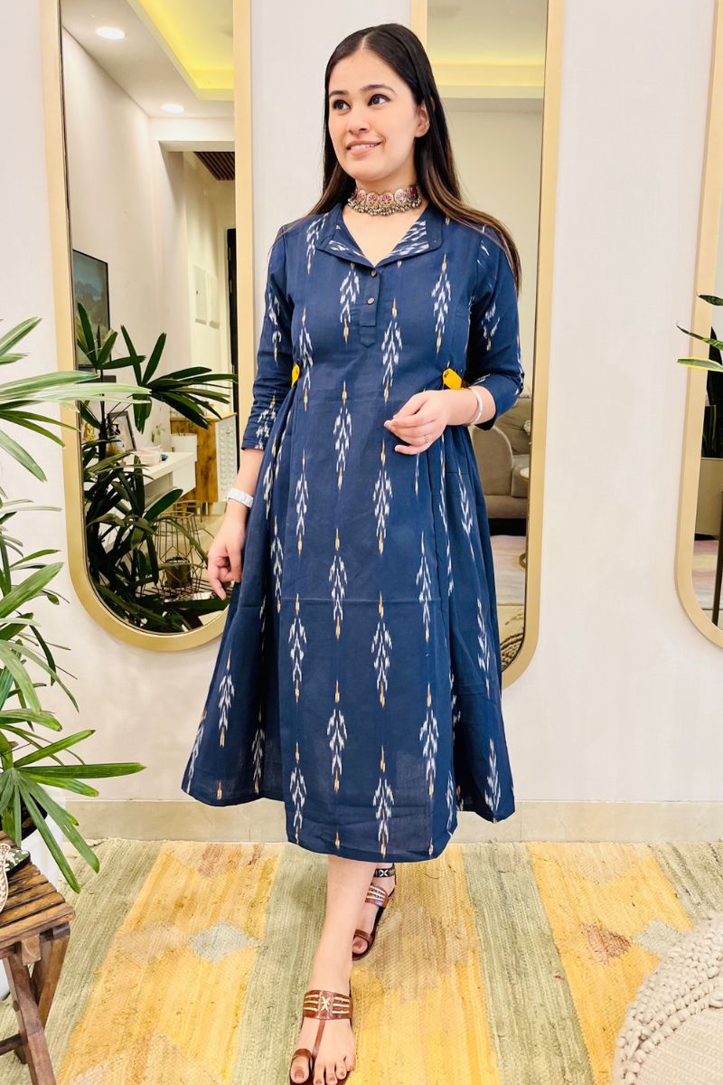 NAVY IKAT BOHO DRESS