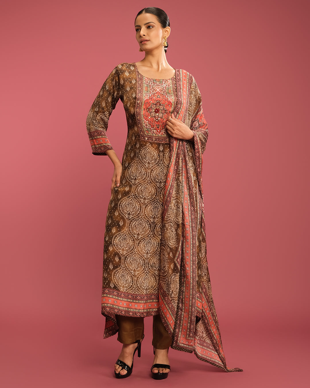 Rustic Olive Printed Kurta Set