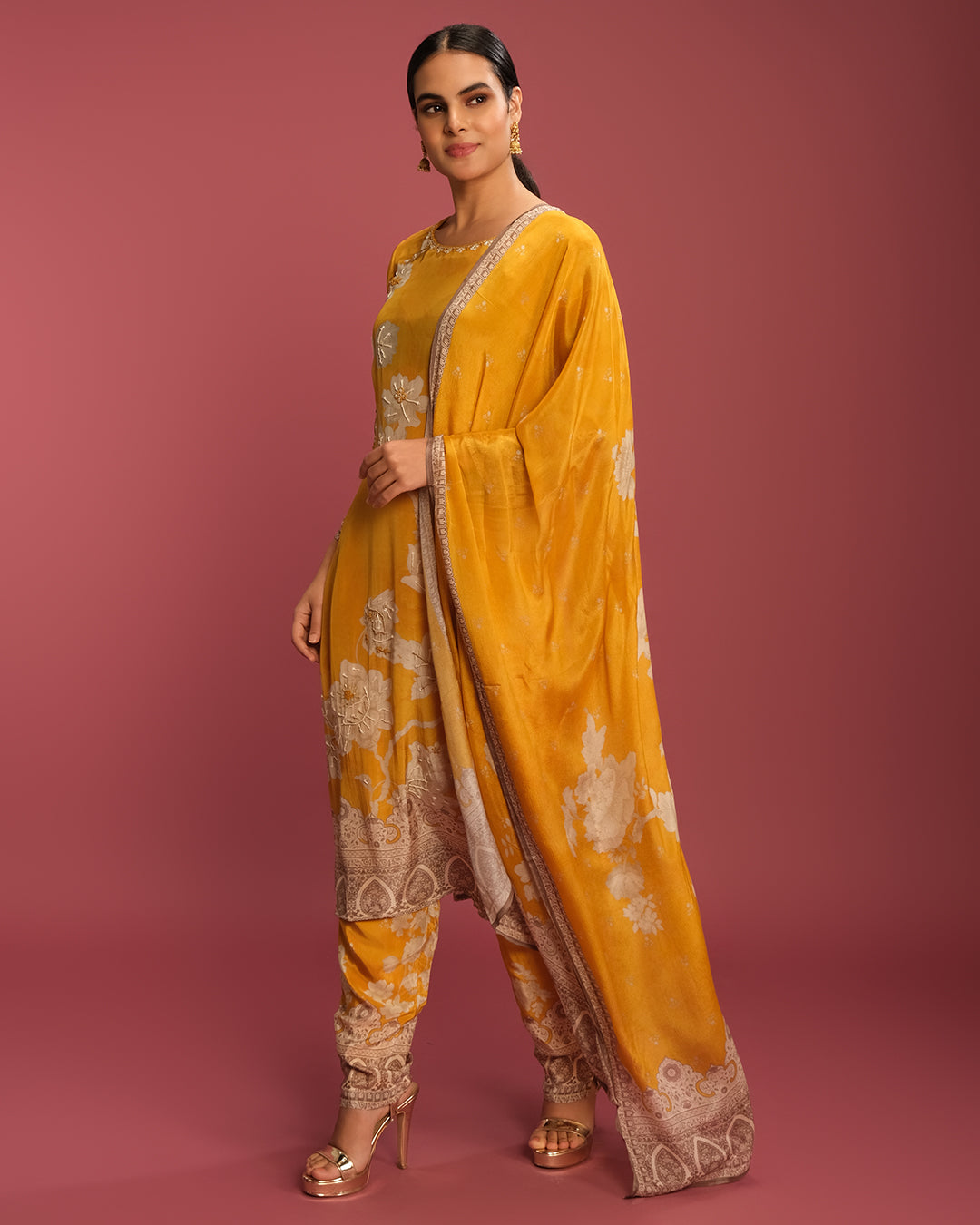 Sunrays Bloom Printed Crepe Kurta Set